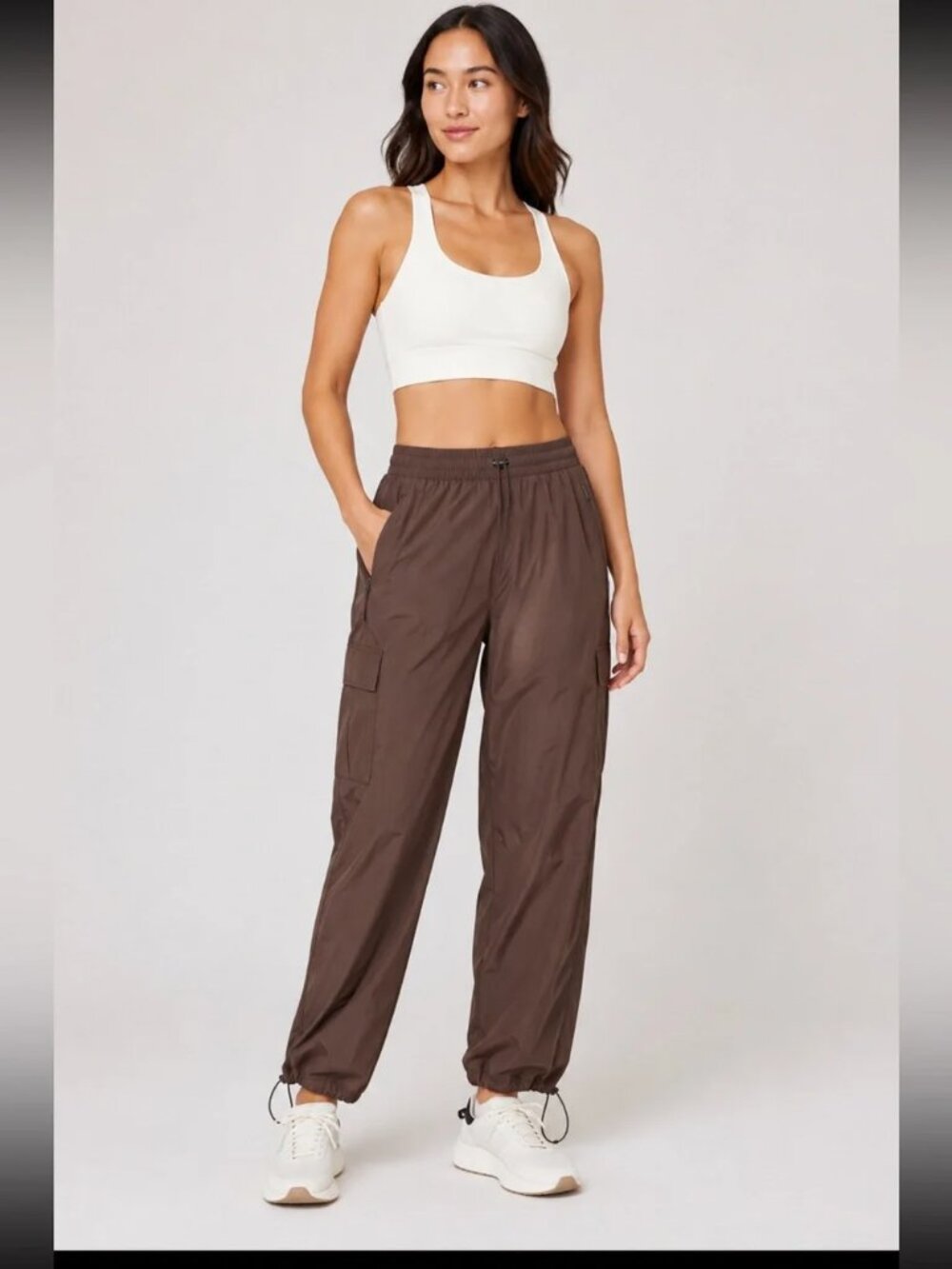 NWT Athleta Clay Brown Rise Pants Parachute Windbreaker Water Repellant
